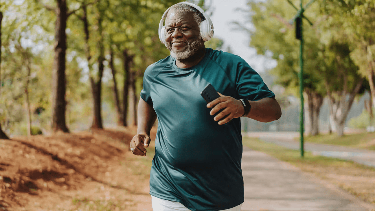 Energetic customer enjoying a daily walk